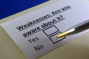 Obraz premium One person is answering question about weaknessess.