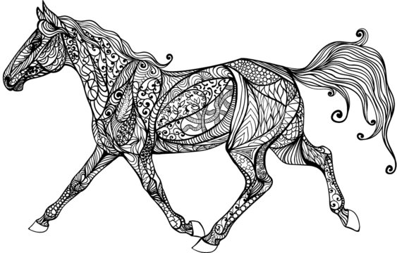 recommend clip art: Coloring page with horse