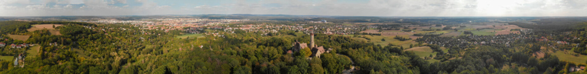 Naklejka premium Bamberg, Germany. Amazing aerial view on a sunny day from Alterburg Castle