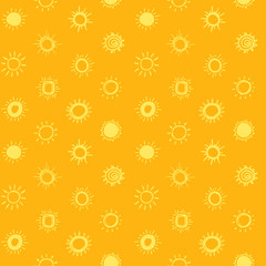 Seamless vector pattern with doodle suns.