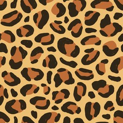 Colorful leopard animalistic seamless pattern. Predator decorative coat texture vector flat illustration. African elegant design. Luxury exotic trendy wrapping paper, textile print or wallpaper