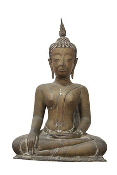seated Buddha image, Buddha Subduing Mara, made from mental since 1757, Thailand