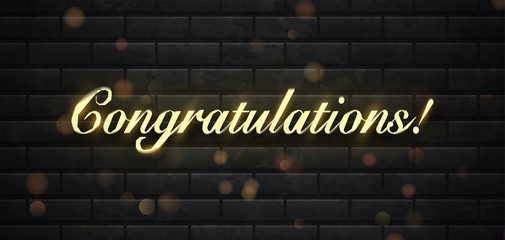 Neon sign of Congratulations banner