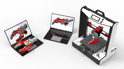 3D rendering - gripper 3D printed parts concept