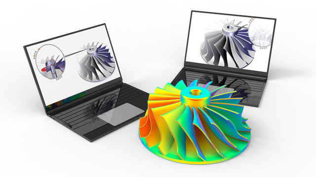 3D rendering - finite element analysis of a turbine