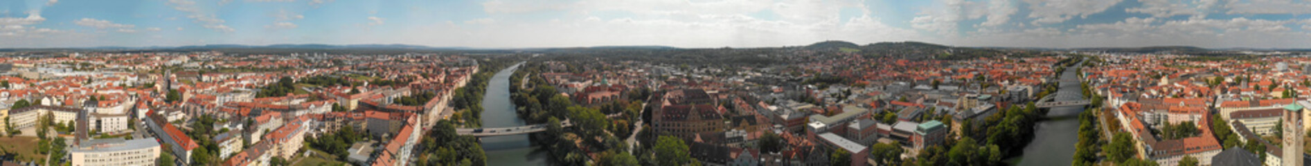 Naklejka na ściany i meble Bamberg, Germany. Amazing aerial view on a sunny day