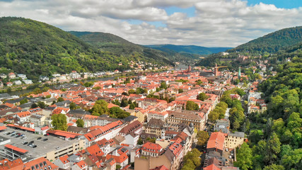 Fototapeta na wymiar Heidelberg, Germany. Aerial city view in summer season from drone