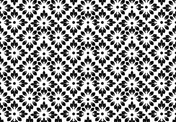 Flower geometric pattern. Seamless vector background. White and black ornament. Ornament for fabric, wallpaper, packaging. Decorative print