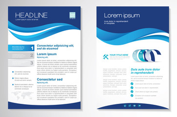 Template vector design for Brochure, AnnualReport, Magazine, Poster, Corporate Presentation, Portfolio, Flyer, infographic, layout modern with blue color size A4, Front and back, Easy to use and edit.