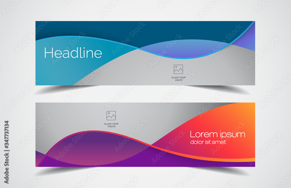 Wall mural set of modern design - vector web banners design background or header templates, horizontal advertis