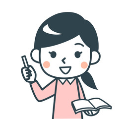 チョークを持って授業をする女性の先生