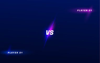 Versus neon background. Sport competition VS poster, game fight battle duel concept, blue red team design. Vector versus comparison