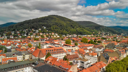 Fototapeta na wymiar Heidelberg in summer season, Germany. View from drone