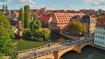 Obraz premium Aerial view of Nuremberg at sunset, Germany