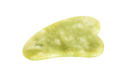 Gua sha tool in natural gemstone of green Jade