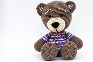 Amigurumi dolls handmade photos on a white background isolates.