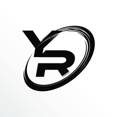 Initial Letter YR Brush Effect Logo Design