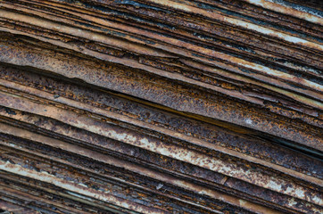 Rusty metal. Sheets of rusty iron. Metal structure.