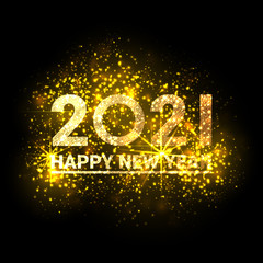 New Year 2021 logo text design write gold. Paper style. Vector illustration