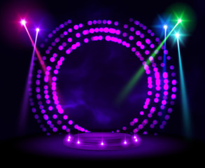 Stage podium with lighting,