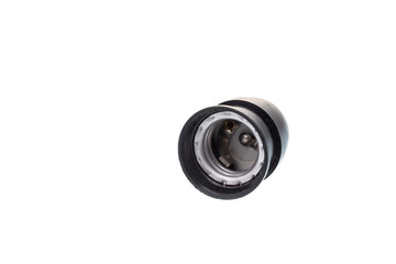 Black E27 lamp fixture socket, isolated on white background