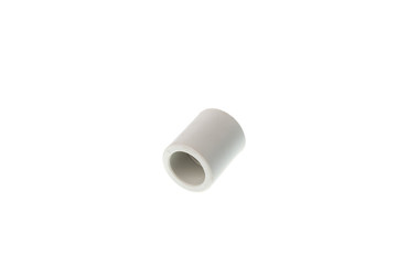 Plastic PPR straight fitting for water pipes, isolated on white background