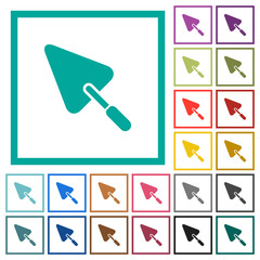 Trowel flat color icons with quadrant frames