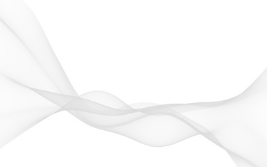 White abstract background. Fluttering white scarf. Waving on wind white fabric. 3D illustration