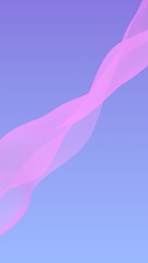 Pink wave on blue sky abstract background. Fluttering pink scarf. Waving on wind pink fabric. Vertical orientation. 3D illustration