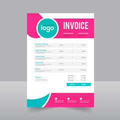 Professional invoice template design in minimal style.