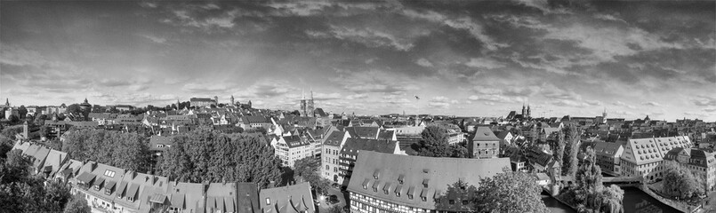 Aerial view of Nuremberg at sunset, Germany
