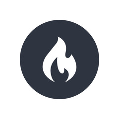 fire icon in flat simple style. vector symbol on dark round background
