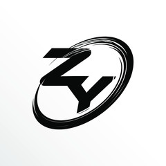 Initial Letter ZY Brush Effect Logo Design