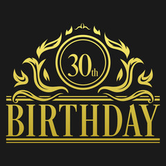 Luxury 30th Birthday Logo illustration vector
