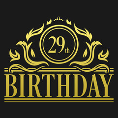 Luxury 29th Birthday Logo illustration vector