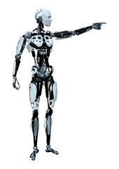 3D Rendering Male Robot on White