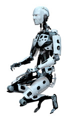 3D Rendering Male Robot on White