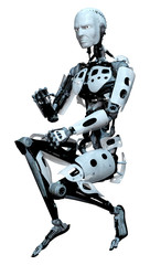 3D Rendering Male Robot on White