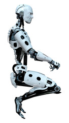 3D Rendering Male Robot on White