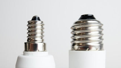 E14 and E27 light bulb screw fitting side by side