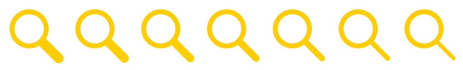 Magnifying Glass Icon Yellow | Magnifier Illustration | Zoom Symbol | Loupe Logo | View Search Magnify Sign | Isolated | Variations