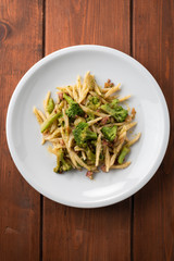 Piatto di trofie con broccoli e pancetta, Cucina Italiana