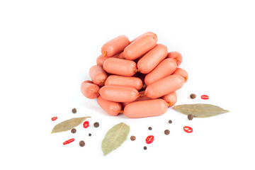 Boiled sausage with spices peppers laurel composition