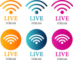Set of live stream icon. colorful symbols and buttons of live streaming, broadcasting, online stream. Vector Illustration on white background eps10
