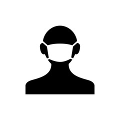Icono plano hombre con máscara hospital en color negro
