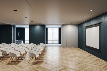 Modern presentation room with chairs