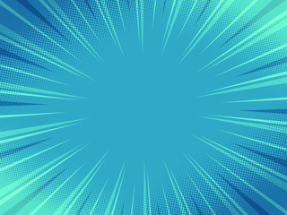 Blue Abstract Rays Background. Vector illustration in retro comic style