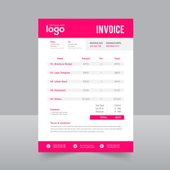 Professional invoice template design in minimal style.