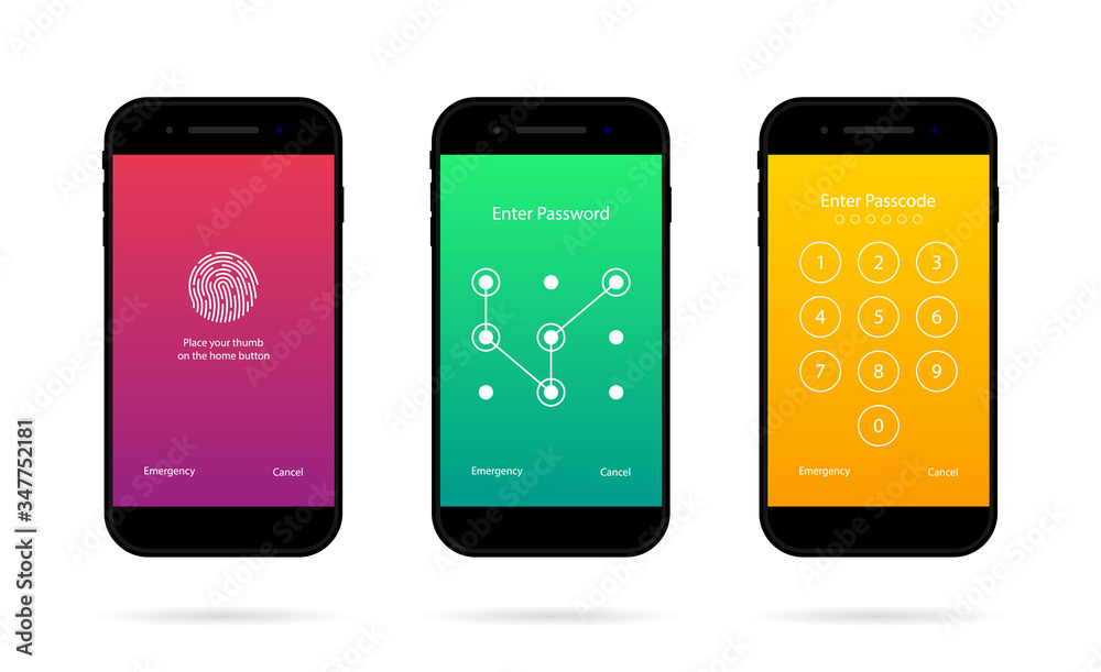 Poster phone screen with lock. mobile password, passcode. ui in smartphone for security. unlock code in cel