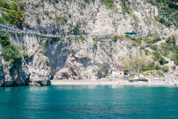 Sea View of a coastal bay on a sunny day, Amalfi, Italy.